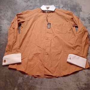 Avanti Uomo Dress Shirt Mens 16.5 36/37 Rust Contrasting French Cuffs Collar